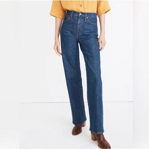 Women's Madewell Jeans Slim Wide Leg Blue Stretch 5 Pocket Dark Wash Denim 25